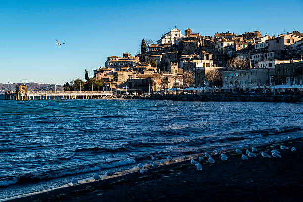 Angillara Sabazia, Italy - September 19, 2024: Piazza Magnante in the small town on Lake Bracciano near Rome.