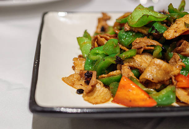Chinese Food: Stir-fried Pork with Chili Peppers