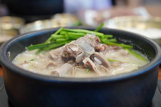Korean Sundae Soup (Soondae Guk) in Earthenware Pot