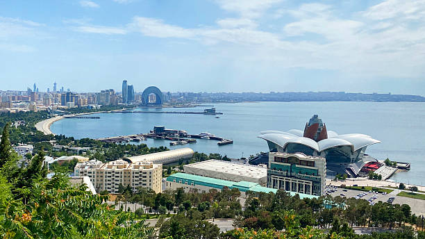 istock View from a height of a modern seaside town with amazing architecture surrounded by greenery of parks. Welcome to Azerbaijan. The Caspian Sea 2234103201