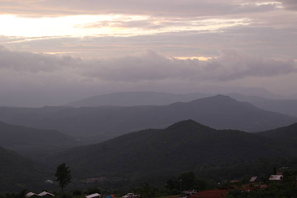 view of the mountains and sky is beautiful.
