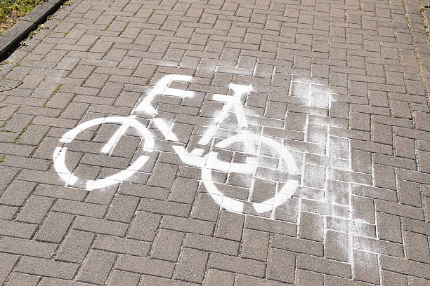 istock bike road sign with extra paint 2234108045