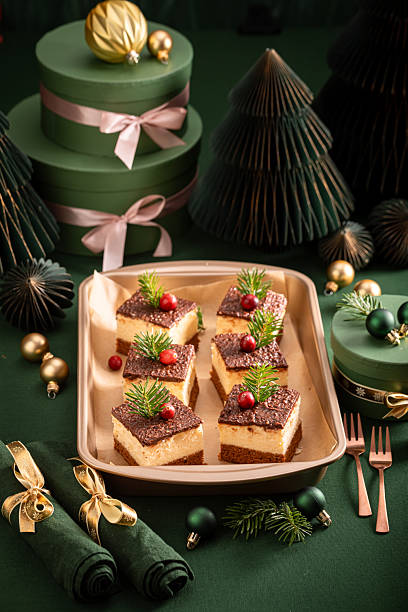istock White Christmas cheesecake with chocolate and nuts. 2234117064
