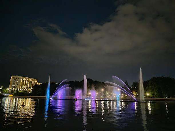 istock The sound fountain glows at night 2234117244