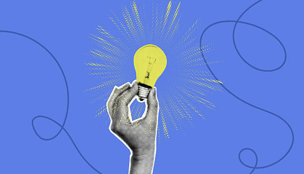 Retro pop art style concept of idea, creativity, startup, innovation, inspiration. Vector illustration.