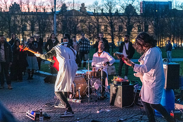 Musicians playing and singing on a show