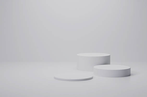 istock 3d render of minimalist three podium showcase stage in interior room white studio and lighting for product display abstract bright background. 2234124665