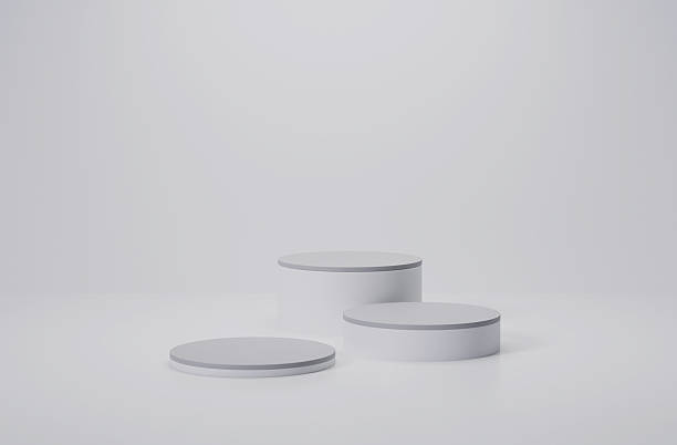 istock 3d render of minimalist three podium showcase stage in interior room white studio and lighting for product display abstract bright background. 2234124671