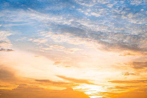 istock Beautiful , luxury soft gradient orange gold clouds and sunlight on the blue sky perfect for the background, take in evening,Twilight, Large size, high definition landscape photo 2234128889