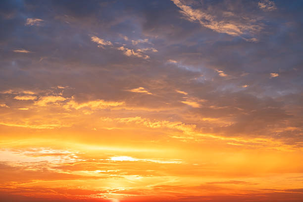 istock Beautiful , luxury soft gradient orange gold clouds and sunlight on the blue sky perfect for the background, take in evening,Twilight, Large size, high definition landscape photo 2234128974