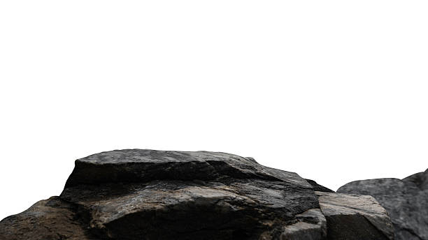 istock Stone isolated white background, Rock mountain Podium mockup material design floor stage presentation product advertising, Cliff mountain hill chunk boulder, Clipping paths 2234136248