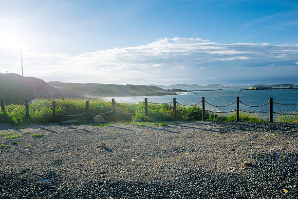 The spacious stone road by the seaside - suitable for use as a background for its car advertisements