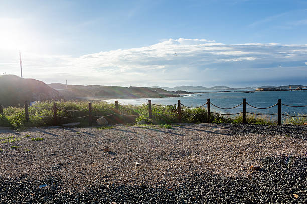 The spacious stone road by the seaside - suitable for use as a background for its car advertisements