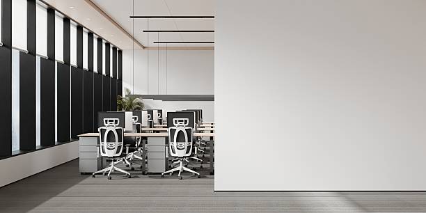istock Modern Open Plan Office with Computers and Ergonomic Chairs in Minimalist Design 2234137671