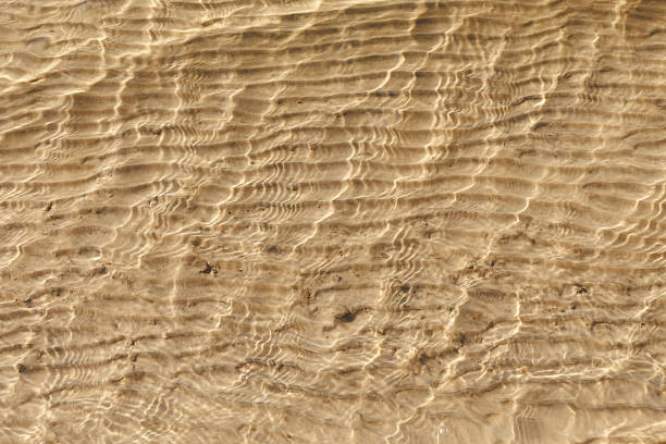 Under water texture light shadows on the beach sand. Close up. High quality photo