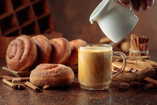 istock Swedish cinnamon rolls and coffee latte. 2234140725