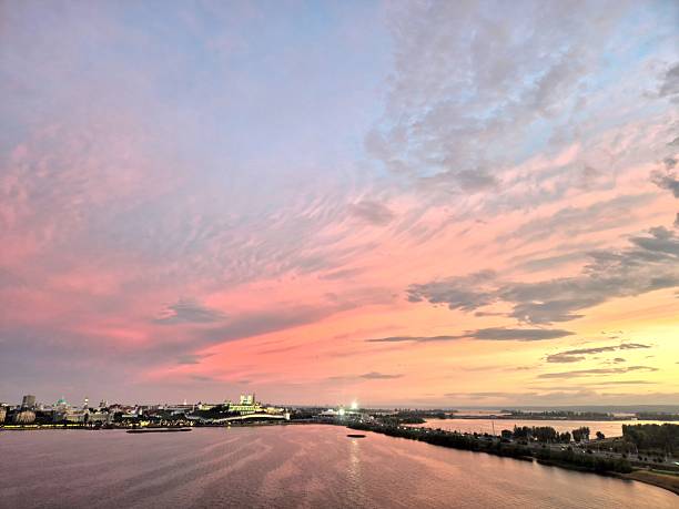 Magical summer sunset sky over Kazan and the Kazanka River