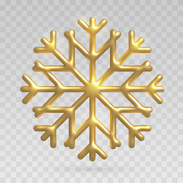 istock Beautiful 3d metallic golden snowflake isolated on transparent background. Christmas holiday decoration. Vector illustration 2234143736