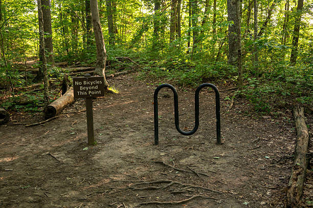 istock Bicycle Rack at Point Where Bikes are no Longer Permitted 2234149703