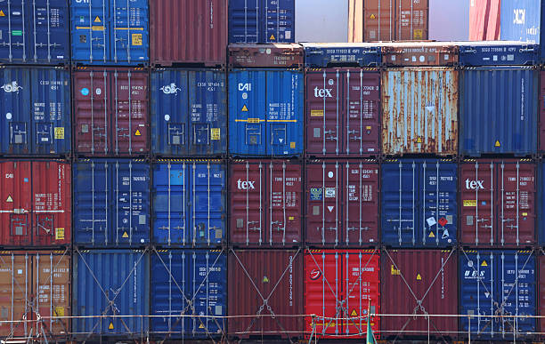 istock Shipping containers on the docked ship 2234159078