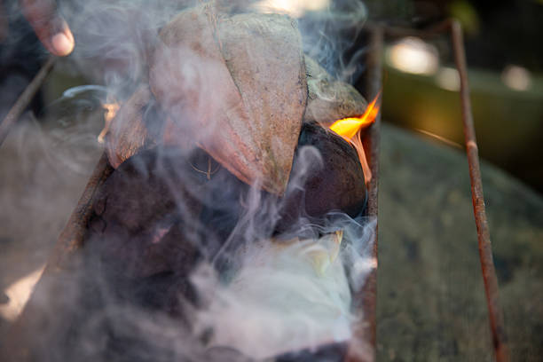 Traditional Balinese Coconut Grill flamed