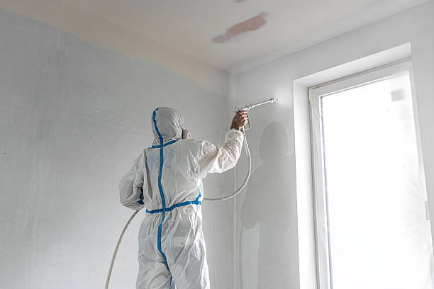 istock Spray painting walls. Painter wearing protective overalls while painting interior walls with a sprayer. 2234163545