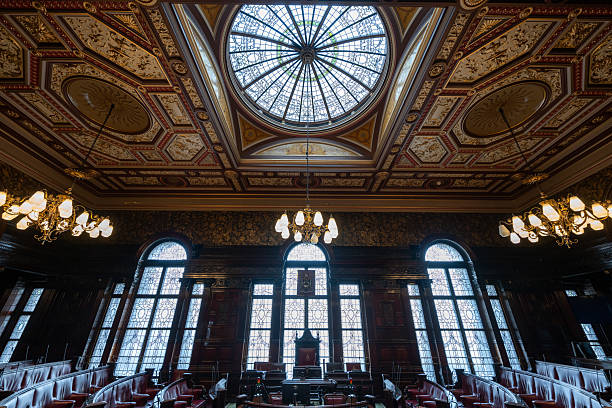 Glasgow, UK - Jul 12, 2024: The Glasgow City Chambers building. Completed in 1888 and overlooking George Square, Glasgow City Chambers is one of the city’s most prestigious buildings.