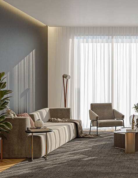 istock Large luxury modern bright interiors Living room mockup illustration 3D rendering image 2234175939