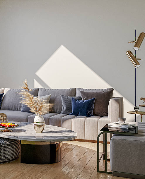istock Large luxury modern bright interiors Living room mockup illustration 3D rendering image 2234175941