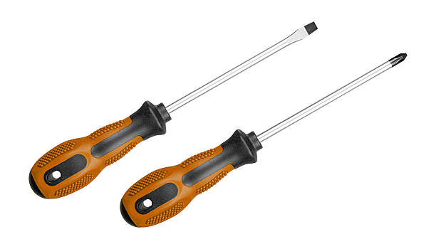 istock Two Screwdrivers Flat and Phillips for Construction Work Brown color on isolated background 2234177510