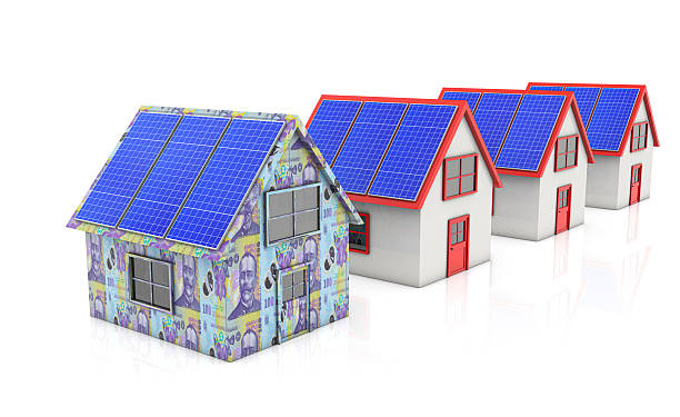 istock Solar panels renewable energy efficiency savings money Romanian Currency 2234178801