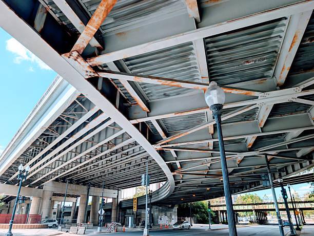 Washington, DC - September 07, 2025: Steel girders under the I-695 viaduct