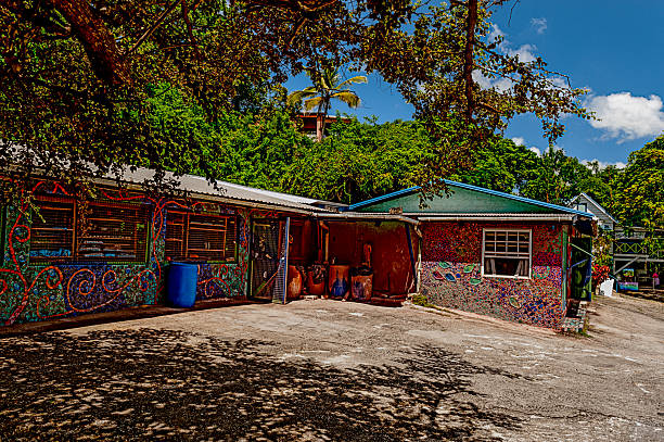 Colorful paintings on wooden walls