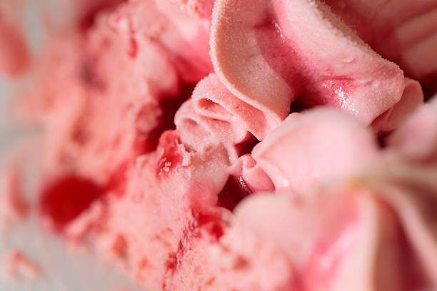 Frozen Strawberry Ice Cream Melting Under Summer Sunlight