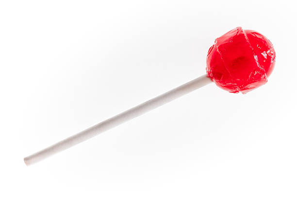 istock Red candy sucker with white stick on white background 2234201168