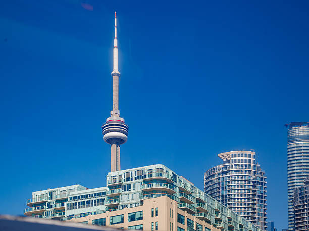 The CN Tower Toronto skyscraper high building, and the skyline, Ontario, Canada