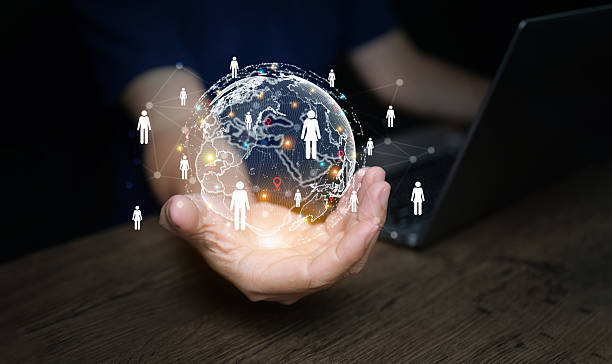 istock Global business market concept with digital earth, people network, and technology connection, symbolizing worldwide trade, corporate growth, and international communication. 2234202888