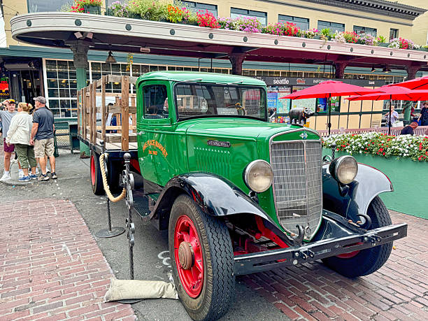 Seatlte Washington - August 29th 2025, Its the iconic farm truck at Pike Place Market in Seattle Washington USA.