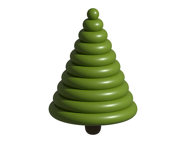 Abstract green Christmas tree concept. Minimalist 3D rendering against a white backdrop. Perfect for holiday themes, designs, and festive backgrounds.