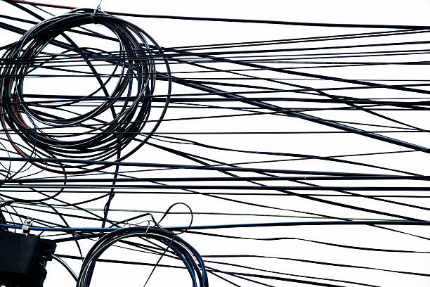 istock Abstract Background of Overhead Wires and Cables on White Surface 2234221153