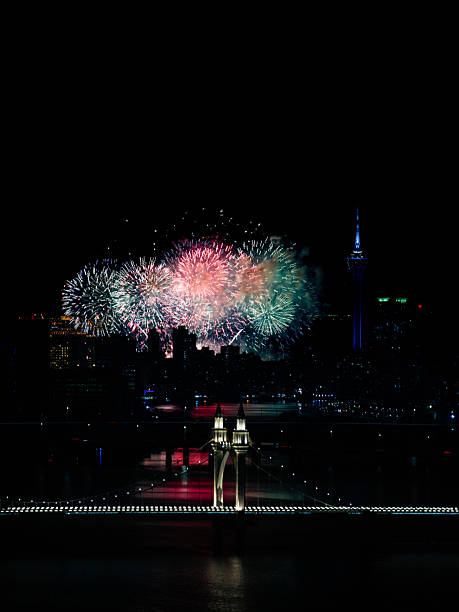 Macau Tower and Baishi Bridge the 33rd Macao InternationalFireworks Display Contest