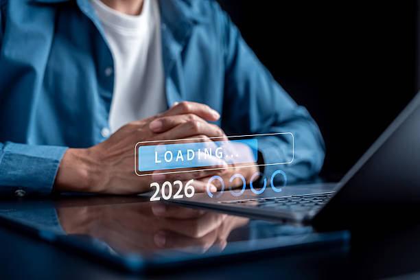istock Loading screen progress bar from 2025 to 2026, concept of new year planning, future strategy, digital transformation, and business growth. 2234238660