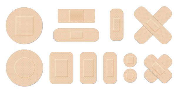 istock Medical plasters. Bandages set. Adhesive bandage for first aid for wounds operations and skin injuries. Protecting open wound from infection. Vector 2234239628