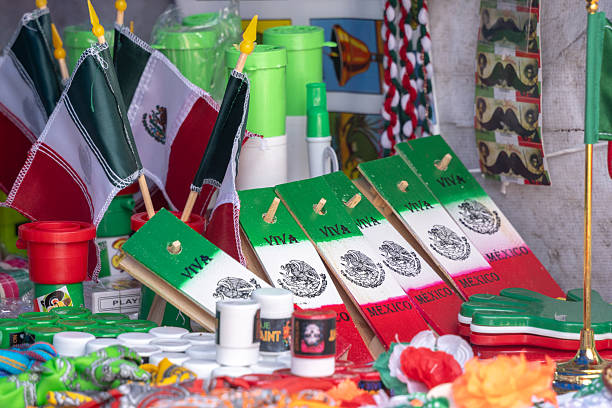 istock A table with flags and other items, including a sign that says 