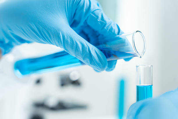 istock Scientist analyze biochemical sample in advanced scientific laboratory. Medical professional check chemical mix microbiological developmental of viral. Biotechnology research in science lab. cosmetic 2234245957