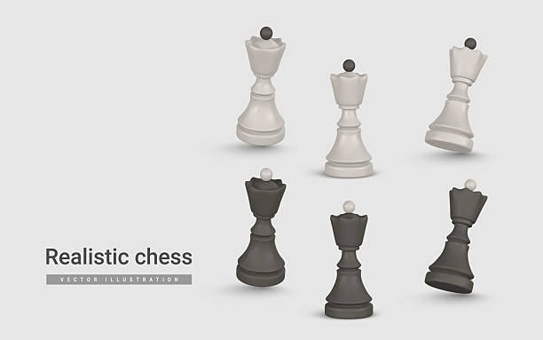 istock Chess Queen Pieces In Realistic 3D Style With White And Black Colors, Floating Design And Smooth Shadows On Light Background. Perfect For Strategy Concepts. Vector Illustration 2234246627