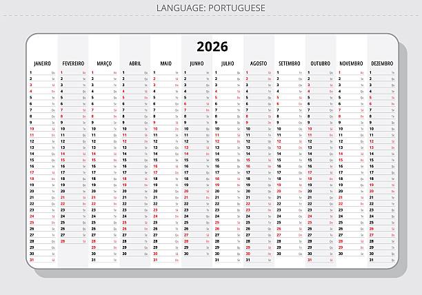 istock Portuguese calendar planner for 2026 with space for notes each day 2234250581