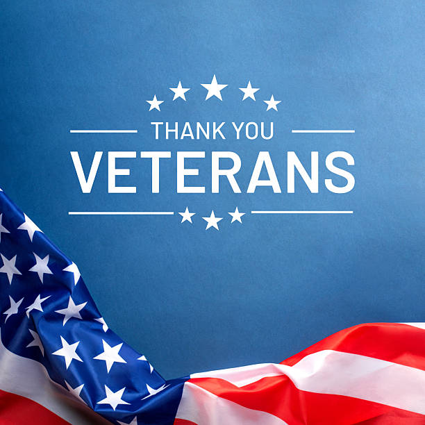 istock Blue background with American flag. 2234251938