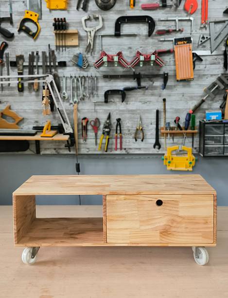 istock Coffee table with drawers made of pine wood 2234252319