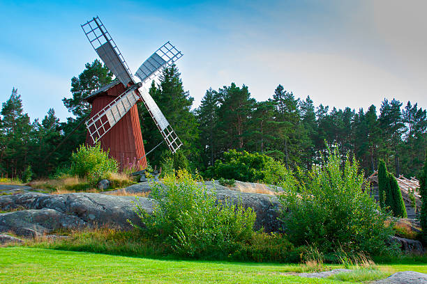 Uppsala - July 02 , 2022: Historical Windmill in Ekeby Uppsala.
